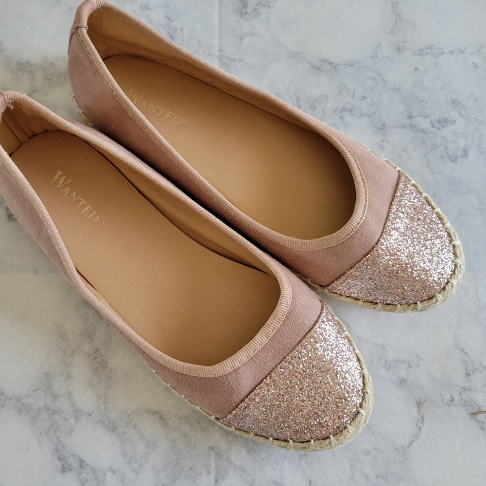 Wanted zeal glitter trim espadrille size 6
